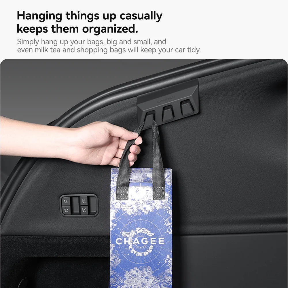 YZ 2Pcs Hidden Rear Trunk Hook Storage Hanger For Tesla Model YL Y Juniper 2025 2026 Umbrella Bag Holder Car Interior Parts Vue
