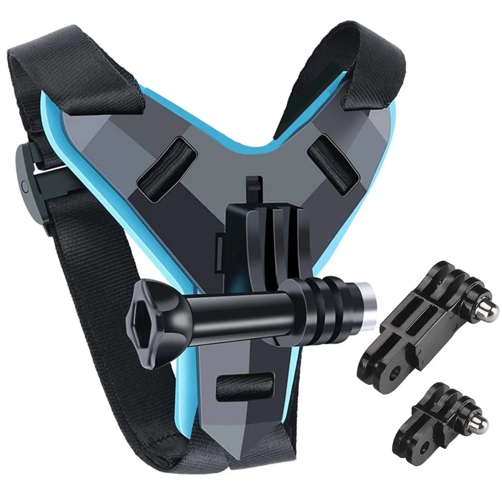 Helmet Strap Mount For Gopro Hero 12 11 10 9 8 7 6 5 4 3 Motorcycle Yi Action Sports Camera Mount Full Face Holder Accessories Vue Blue