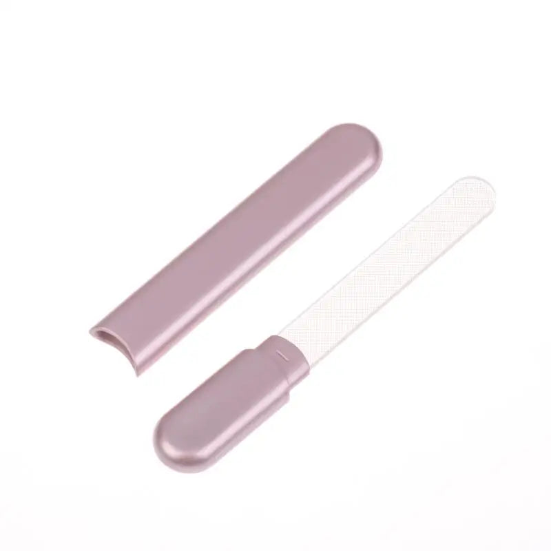 Glass Nail File With Case, Crystal Diamond Salon Best Beauty Nail Buffer For Natural And Acrylic Nail Vue Rose Gold