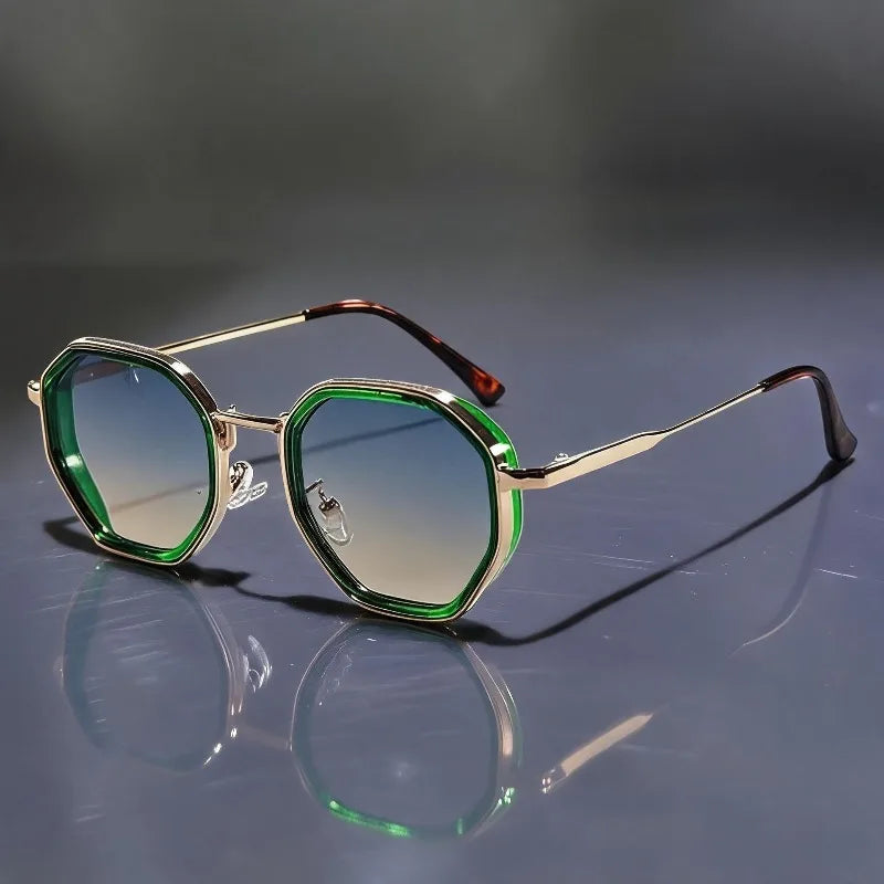 Vintage Punk Geometric Metal Sunglasses Unisex UV400 Fashion Sunglasses Vue