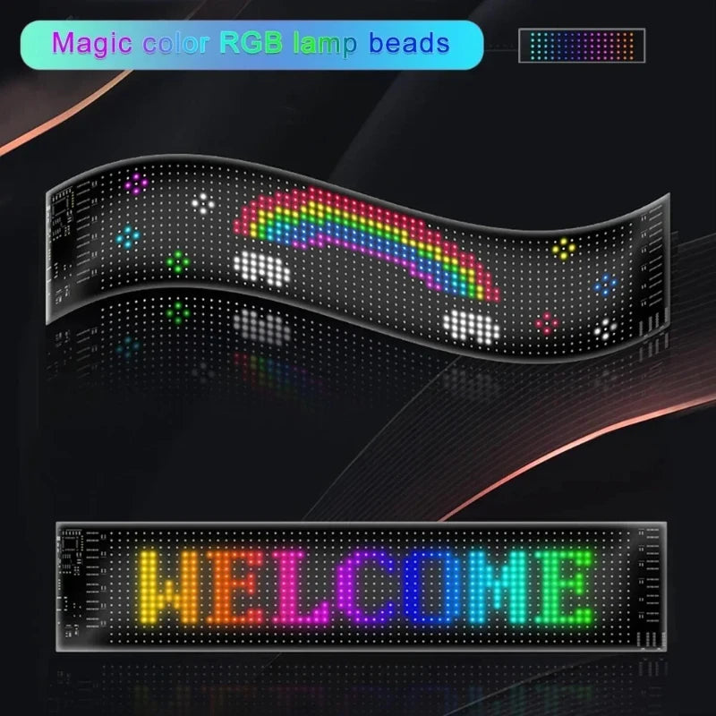 LED Display Full Color Bluetooth Connection Mobile APP Electronic Advertising Screen Flexible USB Car Screen Vue