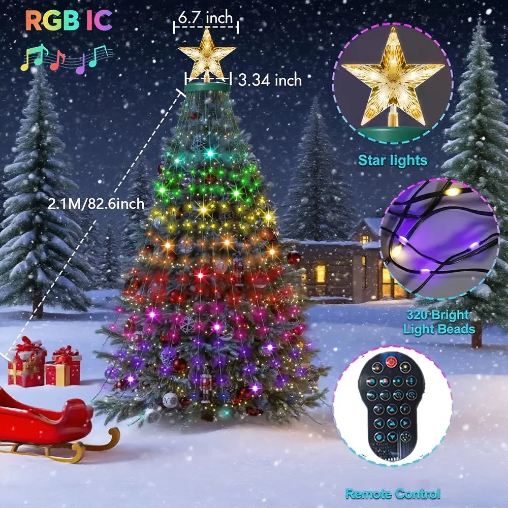 Smart Christmas Tree Light Christmas String Lights APP Remote Control DIY Pattern for Indoor Outdoor Christmas Tree Decorations Vue