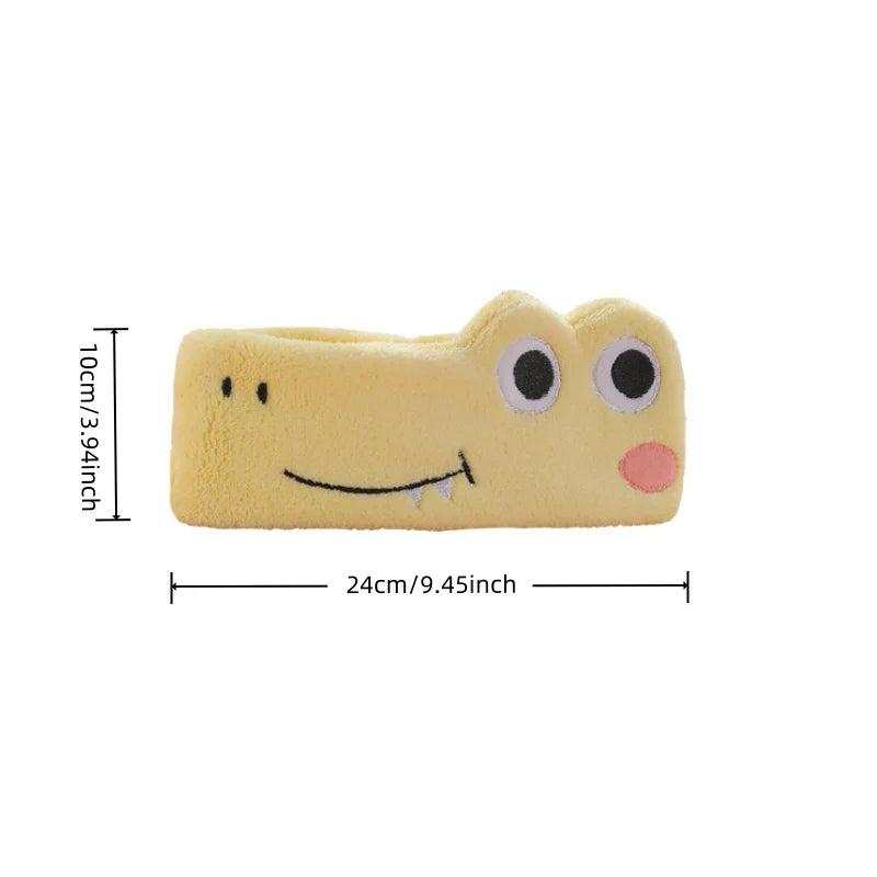 Yellow Series Cartoon Crocodile Hairband, Face Washing Headband, Daily Hairband, Fully Covers Loose Hair, Non-Slip and Anti-Fall Vue