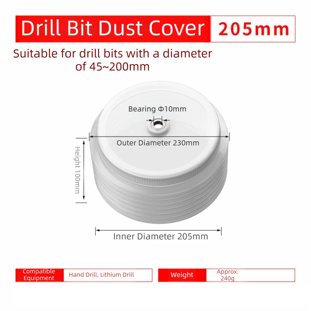 Dustproof Dust Cover Portable Handheld Drill Storage Box Hole Opener Multi Functional Electric Drill Dust Collection Vue 205mm-240