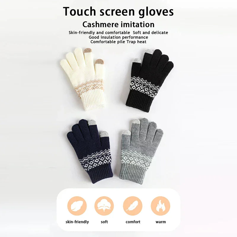 Winter Warm Knitted Gloves Mobile Phone Touch Screen Knitted Gloves Winter Thick Warm Cycling Riding Adult Gloves For Men Women Vue