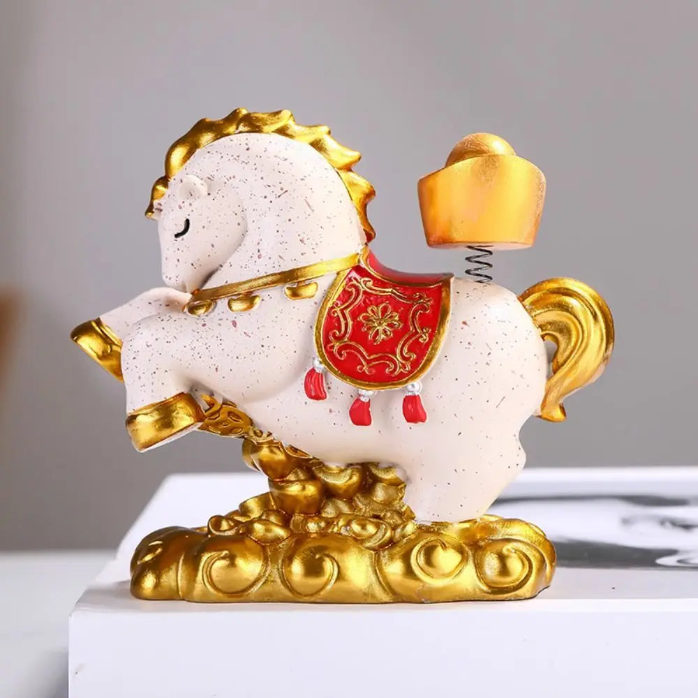 Vivid Resin Horse Figurine Desktop Ornament Chinese Style New Year Mascot Miniature Good Luck Red Zodiac Ornaments Office Vue