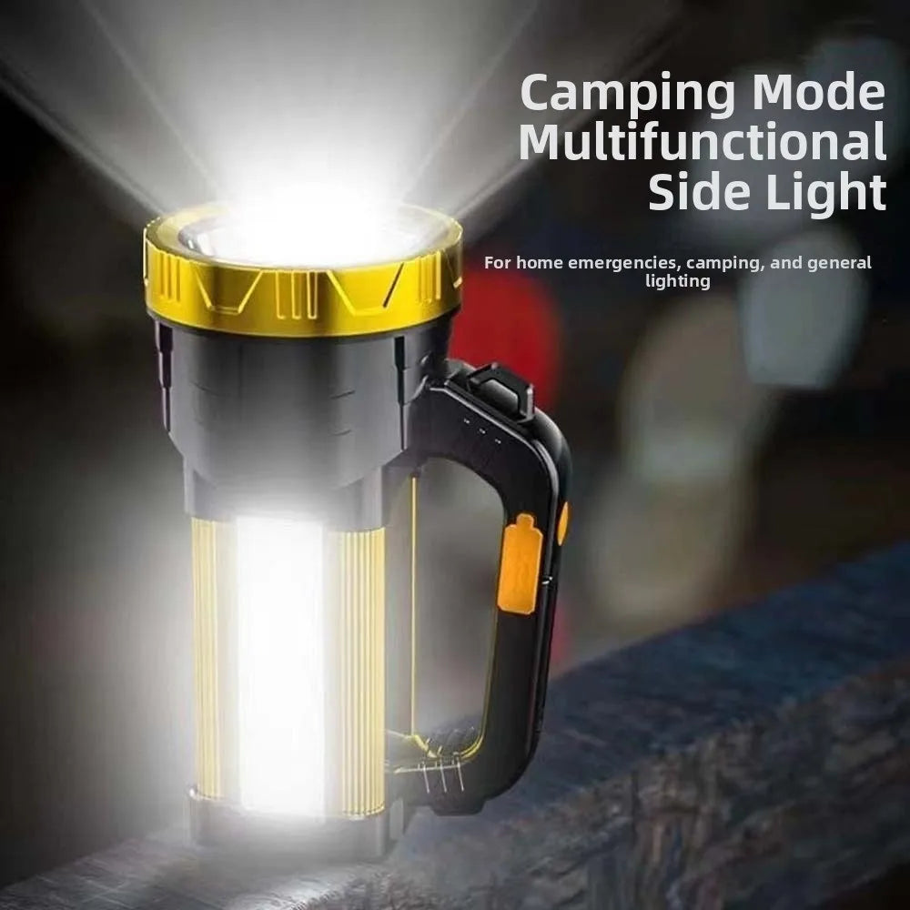 Anti-splash Water Camping Searchlight with Side Lights USB Rechargeable Powerful Handheld Lantern LED Bright Portable Mine Light Vue