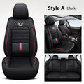 Full Set 5 Seats Car Seat Cover For Cars Front and Rear Seat Cushion Waterproof Leather Protector Universal Fit Most Vehicles Vue Black-A China Mainland