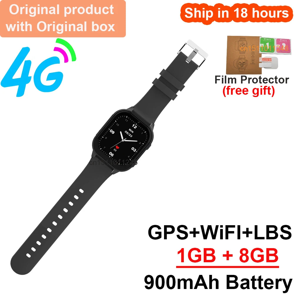 New Smart Watch Kids 4G GPS WIFI Video Call SOS 1GB+8GB Child Phone Smartwatch Camera Monitor Tracker Location Boys Girls Gifts Vue black Asia version