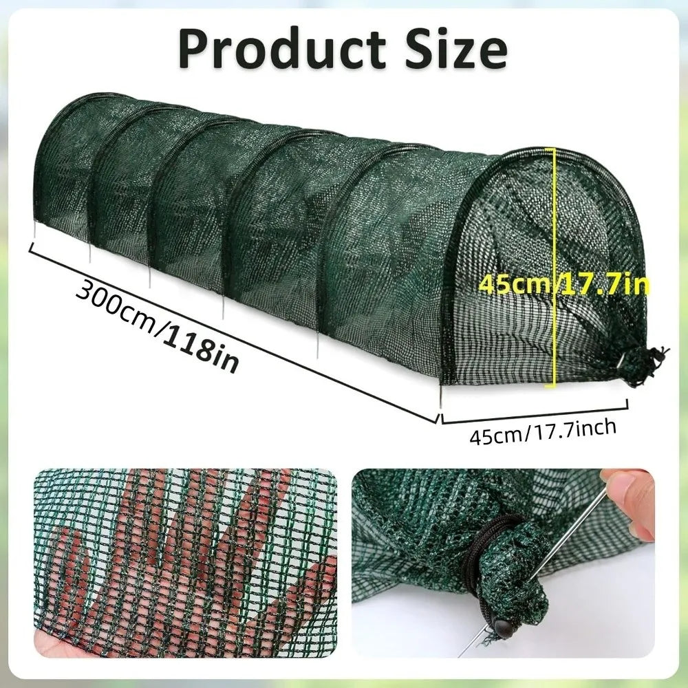Collapsible Greenhouse Tunnel Green Mesh UV Protection Plant Protective Cover Metal Frame Portable Garden Tunnel Greenhouses Vue