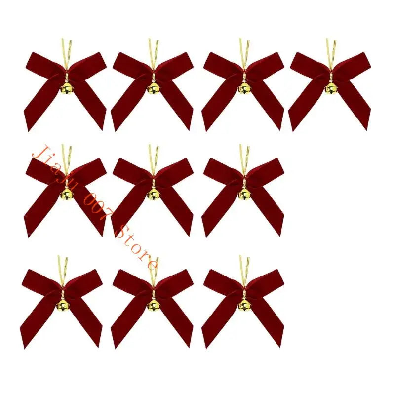 10-Pack Velvety Fabric Bowknots for Christmas & Festival Decor Holiday Bow Ornament Vue
