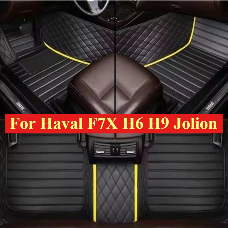 Custom Car Floor Mats For Haval F7X H6 H9 Jolion 2015-2026 All Weather Auto Accessories Foot leather Carpets Fashion Rugs Pads Vue