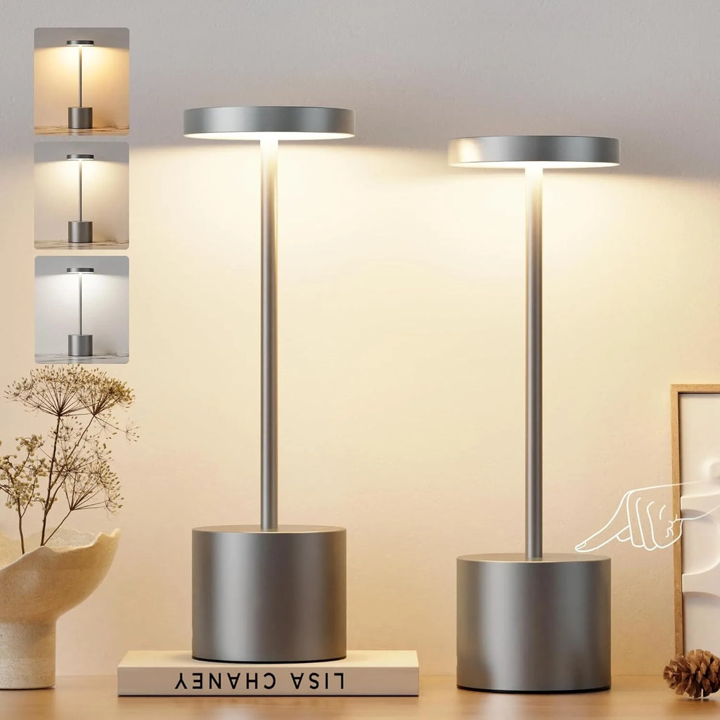 Cordless LED Table Lamp Touch Sensor Rechargeable Desktop Night Light Wireless Reading Lamp for Bedroom Hotel Bar Table Light Vue