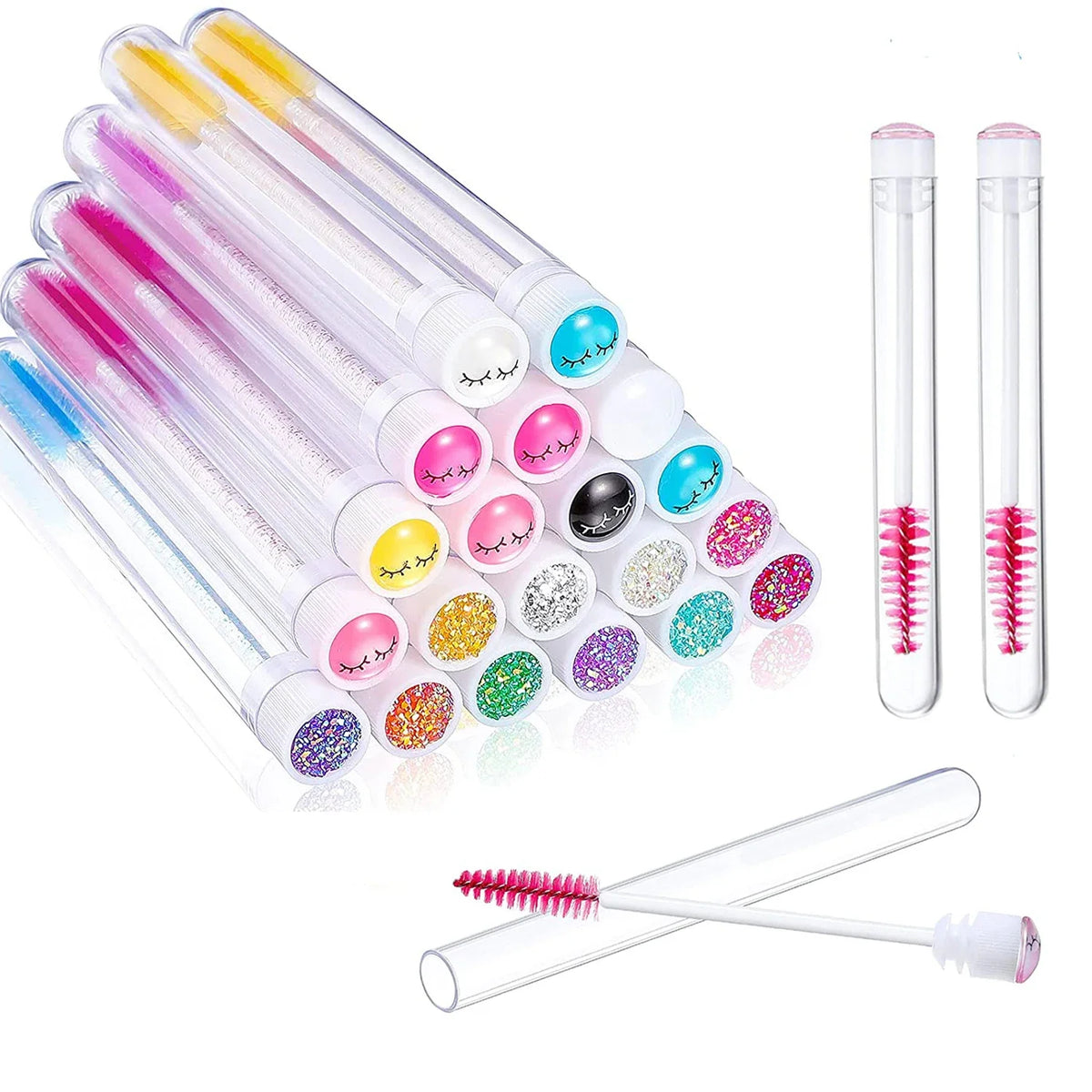 50Pc Reusable Eyebrow Brush Tube Eyelash Brush Eyebrow Brush Replaceable Dust-proof Sparkling Diamond Makeup Brush Vue