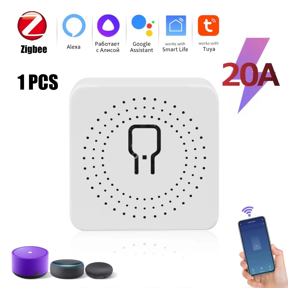 WIFI and Zigbee3.0 Mini Relay Smart Switch Module 2 Way Light Control Smart Life APP Remote Timer Work With Tuya Alexa Google Vue ZIGBEE 20A