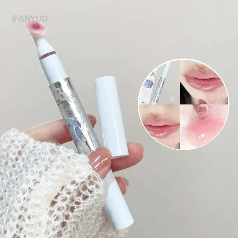 Flat Sponge Head Lip Gloss Moisturize Low Saturation Mirror Lip Glaze Lasting Waterproof Lip Plumping Tint Non Stick Cup Makeup Vue