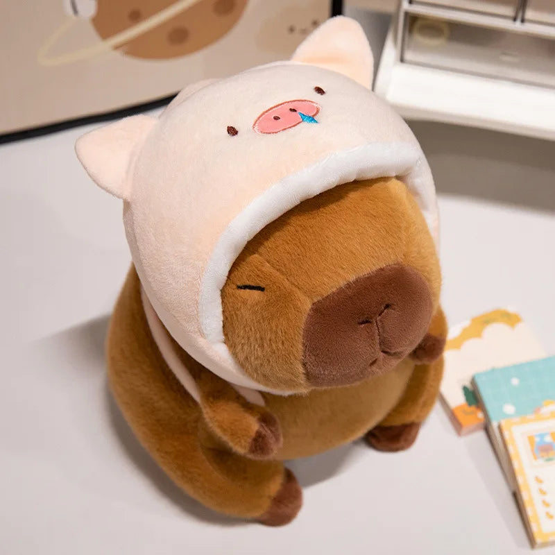 Cute Shark Head Backpack Plush Toy with Capybara Design Adorable Stuffed Doll Birthday and Holiday Gift for Kids or Friends Vue Pink pig