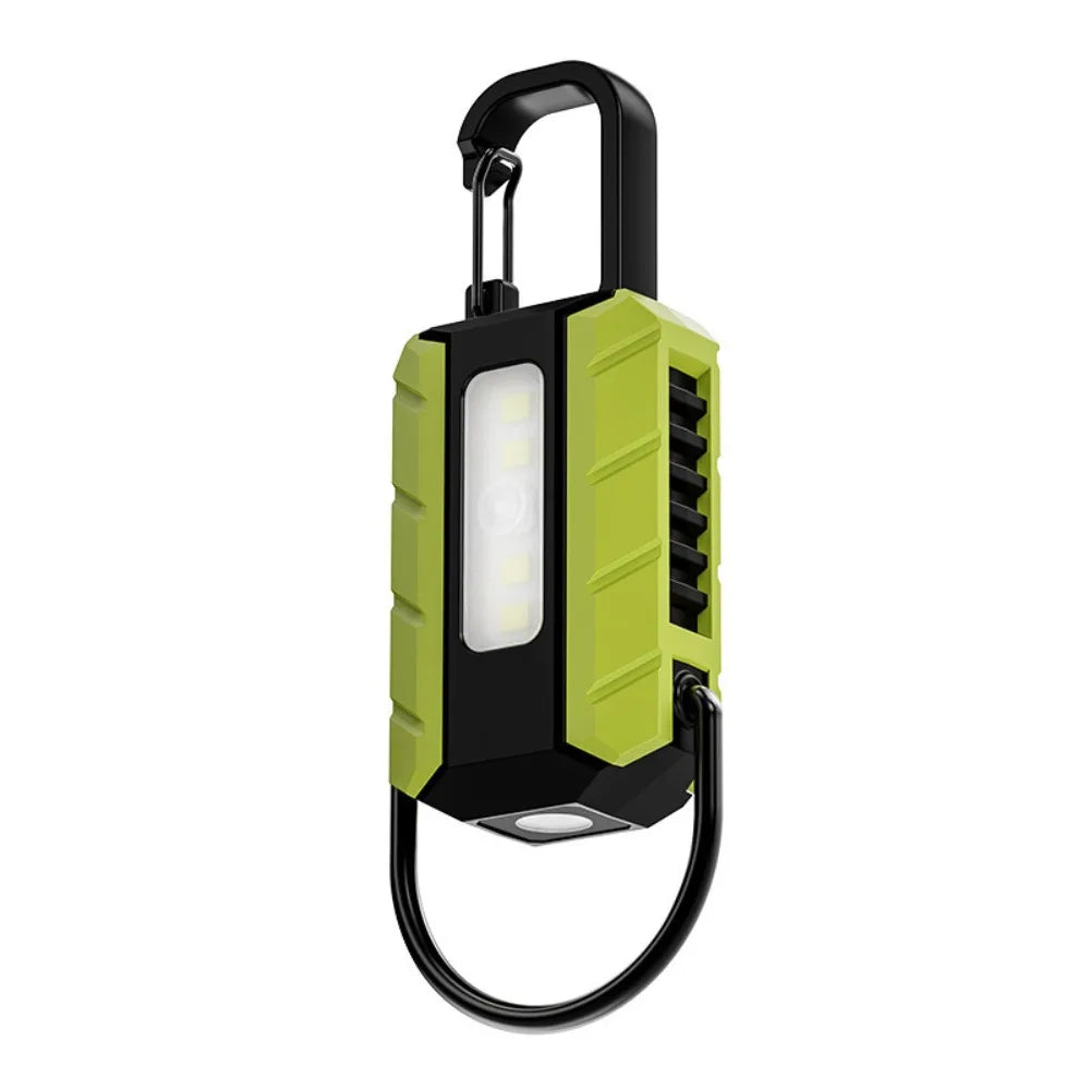 6 Gears LED Keychain Flashlight Dual Light Source Portable Mini Keychain Light High Bright Multifunction Emergency Work Lights Vue Green