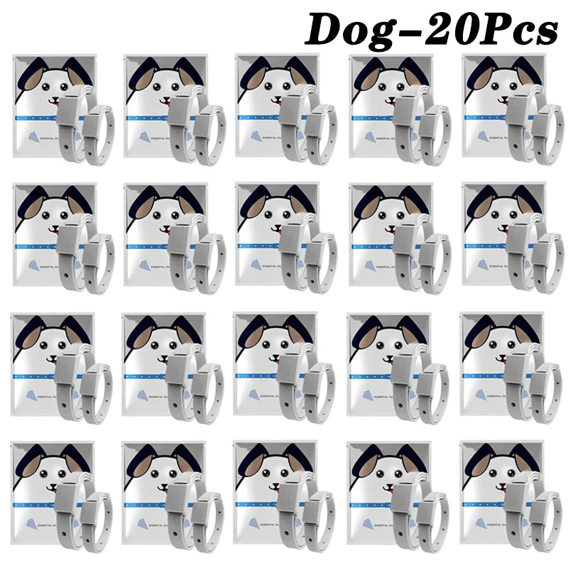 1-20PCS﻿ Ultrasonic Flea Tick Repellent Tag for Dogs Cats Chemical Free Pest Control Pendant Resistant Adjustable for Pets Vue Dog-20Pcs