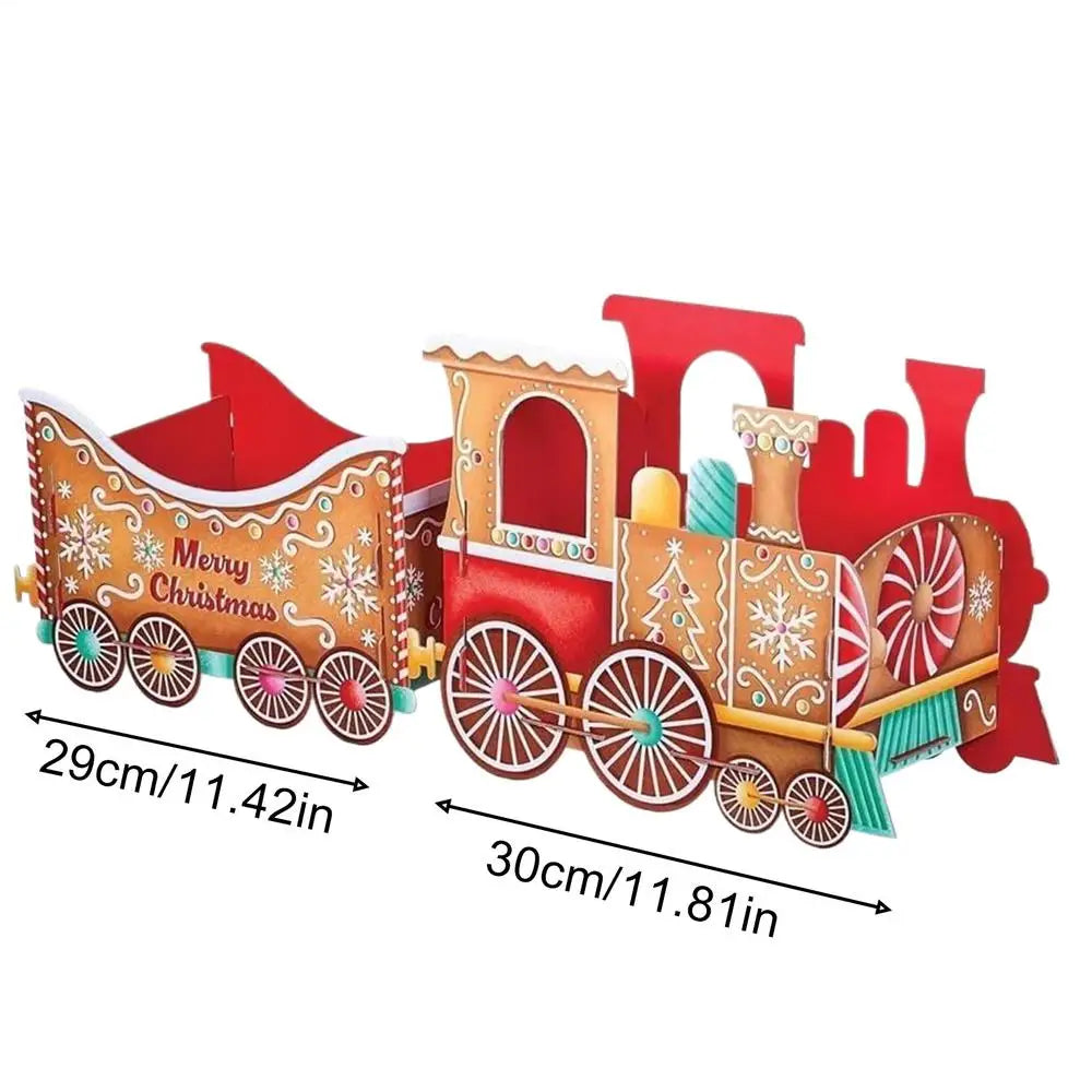 Gingerbread Christmas Train Box Holiday Decor for Mantel, Desk, Home & Party Festive Decorative Storage for Office, Living room Vue B