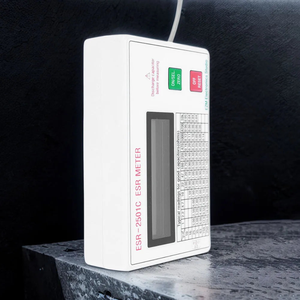ESR DCR Tester Test In Circuit Capacitance Meter With Test Leads Clip Battery Circuit Tester Electrical Testing Meter Vue