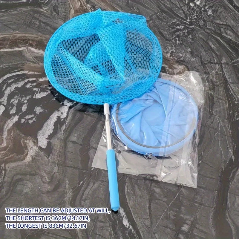 Retractable Fishing Net & Collapsible Bucket 2-Piece Set, Ideal for Catching Insects, Small Fish & Shrimp Outdoors Vue Blue
