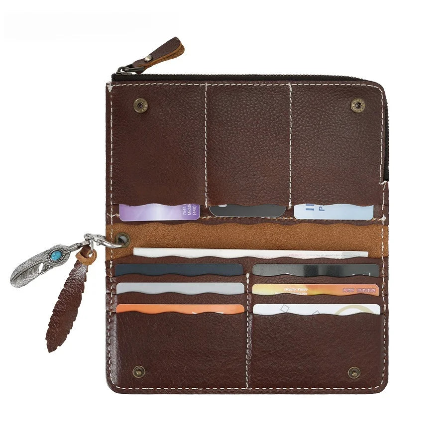 New Men's Wallet Multi-card Leather Change Bag Ultra-thin First-layer Cowhide Zipper Card Clip Vue