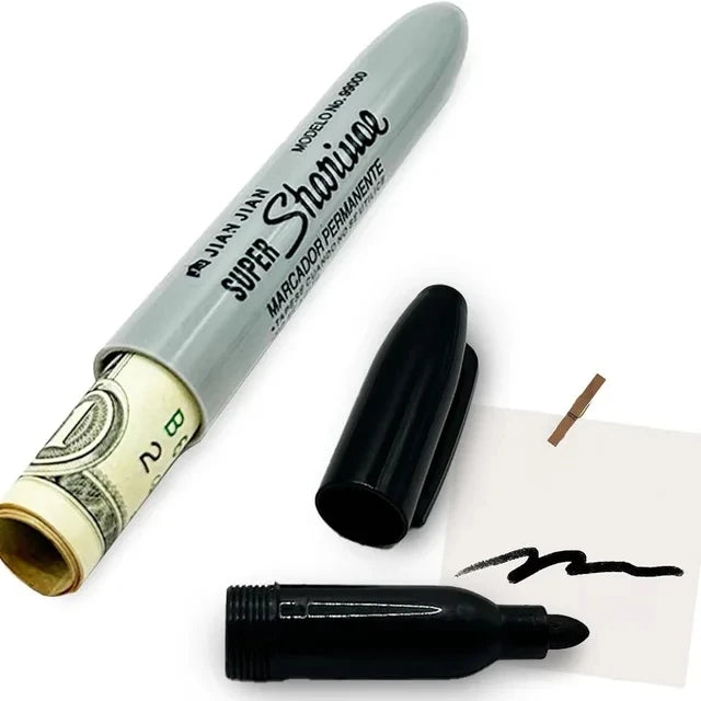 Creative Fake Black Markers Pen Hidden Compartment Sight Diversion Safe For Home Office Hide Cash Necklace Money Small Valuables Vue Fake Markers Pen
