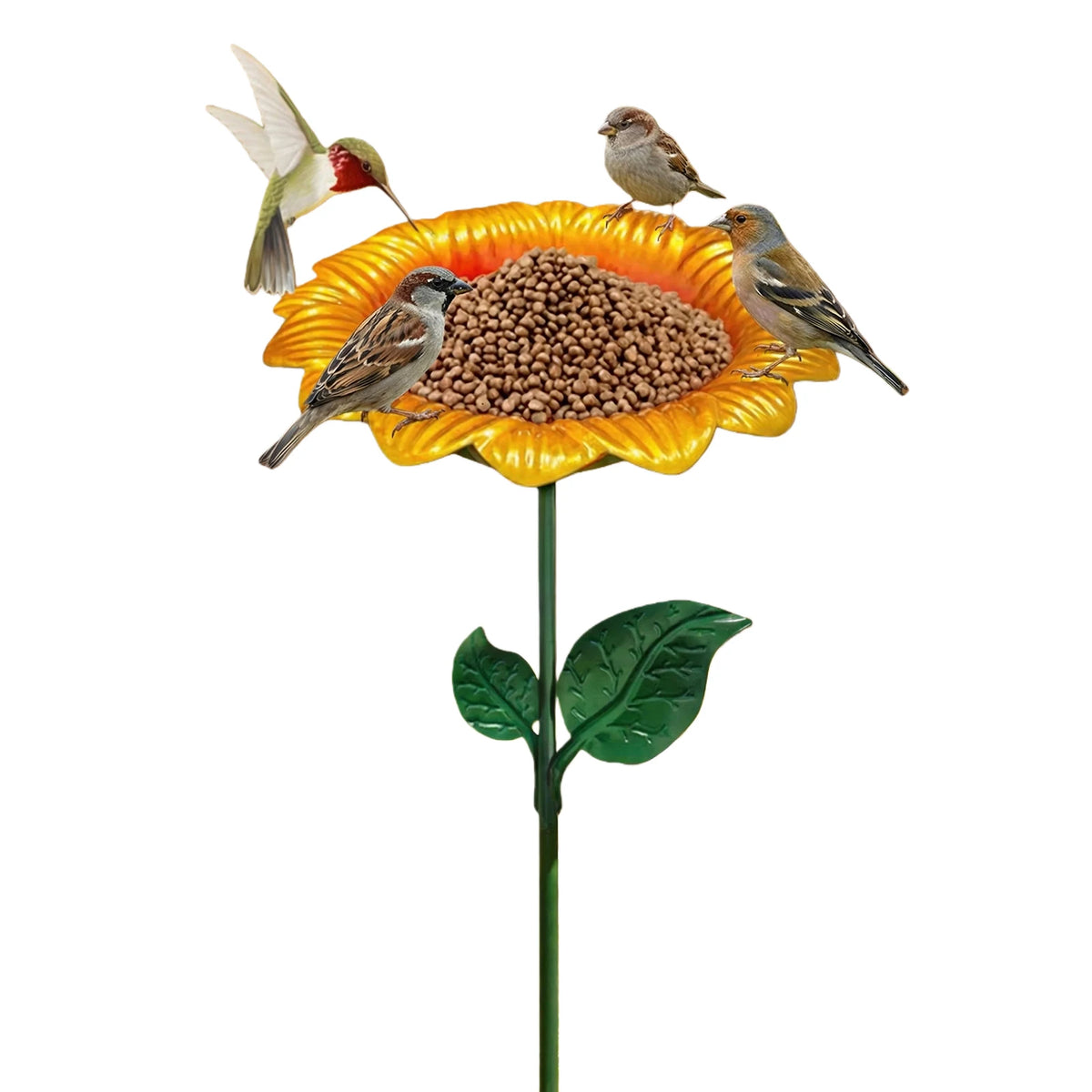 Sunflower Metal Bird Bath & Feeder Garden Stake | Outdoor Decor Garden Bird Bath Stake Vue