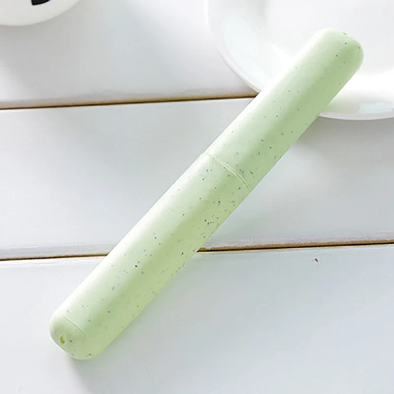 Portable Travel Camping Toothbrush Tube Box Cover Water Filter Anti-Dirty Bathroom Accessories Wheat Straw Storage Box Vue Green