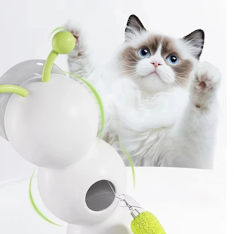 Caterpillar Interactive Cat Toy Motion Activated Wack A Worm Post Toy Rechargeable Automatic Teasing Cat Toy with Tail for Cats Vue
