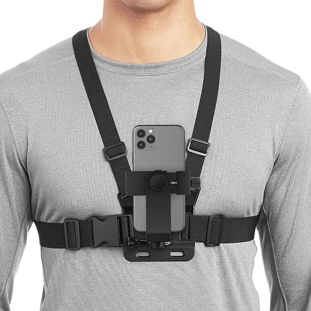 1 PC Adjustable Phone Clip Holder With Chest Strap Fixation Bracket for Sport Camera Mobile Phone Camera Black Holder Accessory Vue