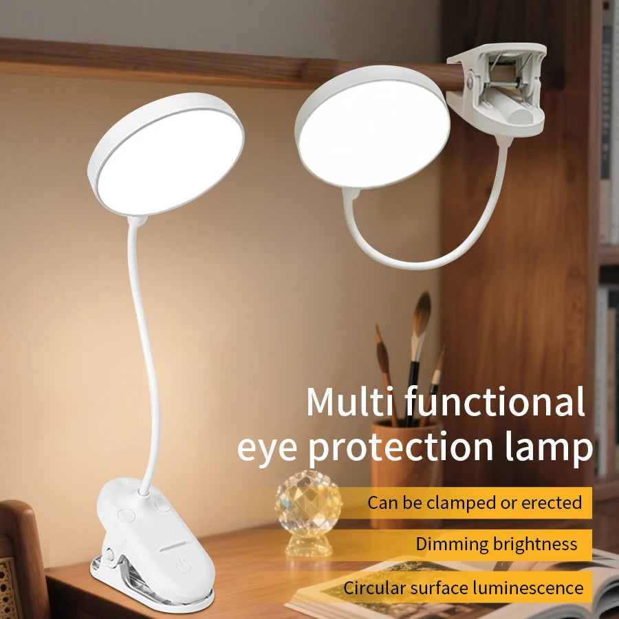 Portable Rechargeable Led Night Light Bedside Table Desk Lamp for Office Student Reading Book Eye Protection with Folding Clamp Vue