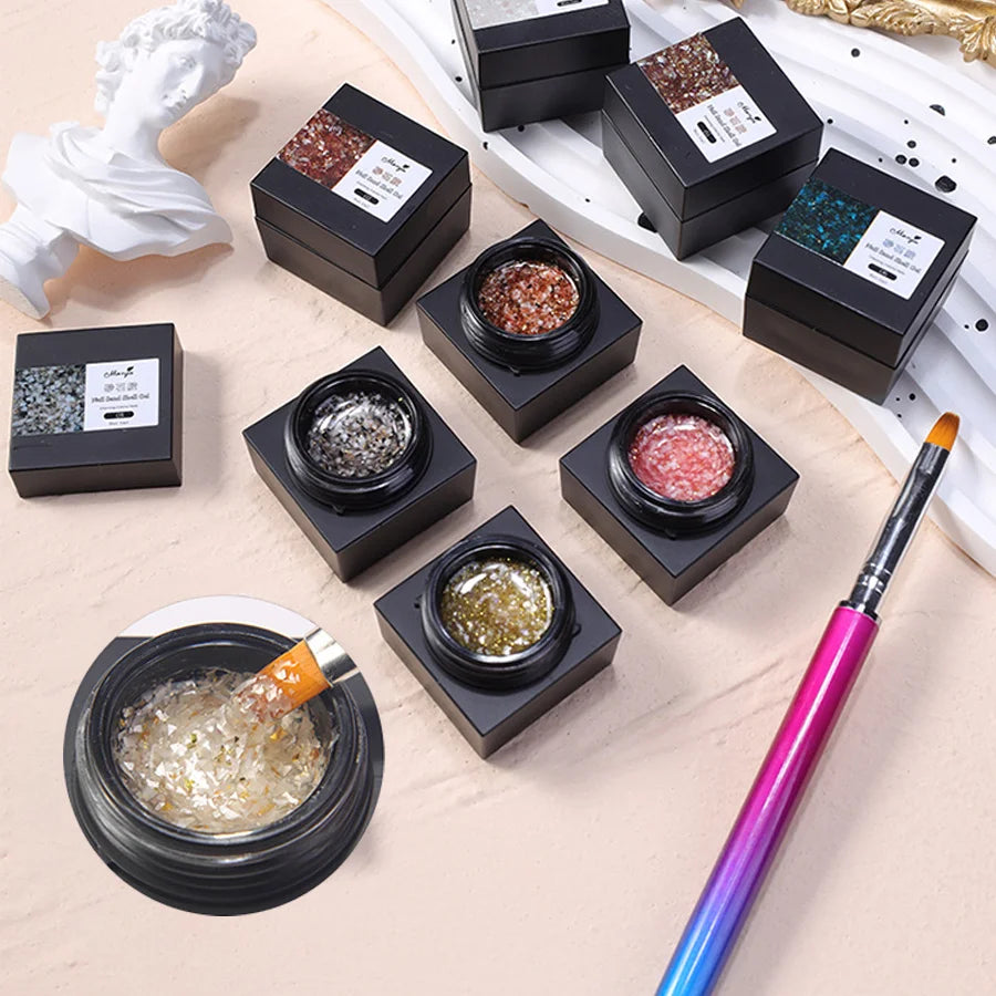 1pc Sand shell nail gel nail polish gel nail art ice transparent color popular color laser flash easy apply Daily Festivals 5ml Vue