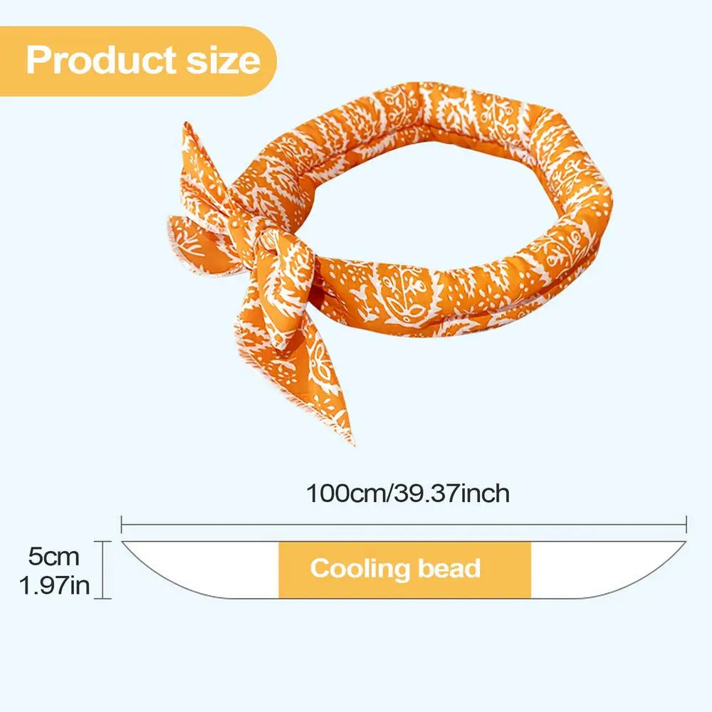 100CM Instant Cooling Dog Bandana, Absorbent Ice Towel Scarf Wrap, Reusable Pet Cooling Scarf for Small Medium Large Dogs Cats Vue D