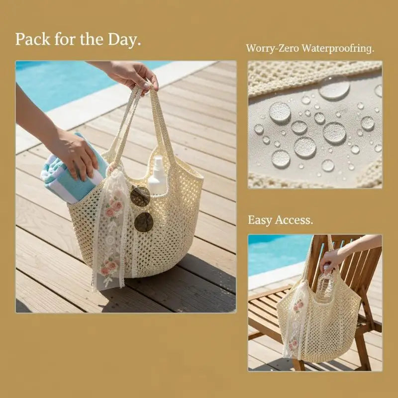 Large Capacity Woven Bag Women's Shoulder Bags Casual Straw Wicker Woven Ladies Handmade Summer Beach Tote Messenger Bag Vue