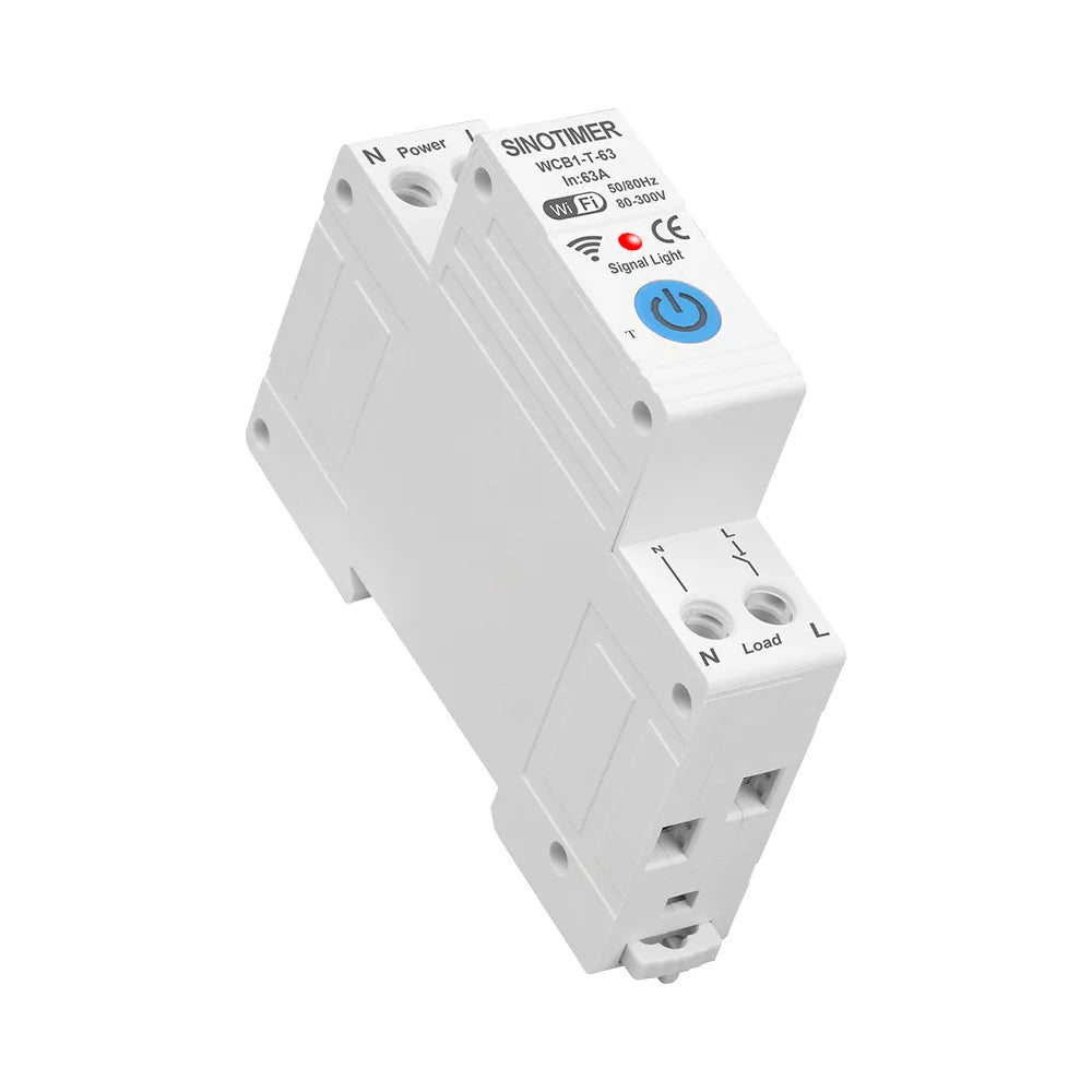WCB1-T-63 Tuya Smart Remote Control Circuit Breaker 60-300V 50/60Hz 63A WiFi Remote Control On-Off Timer Switch Protector Vue Default Title
