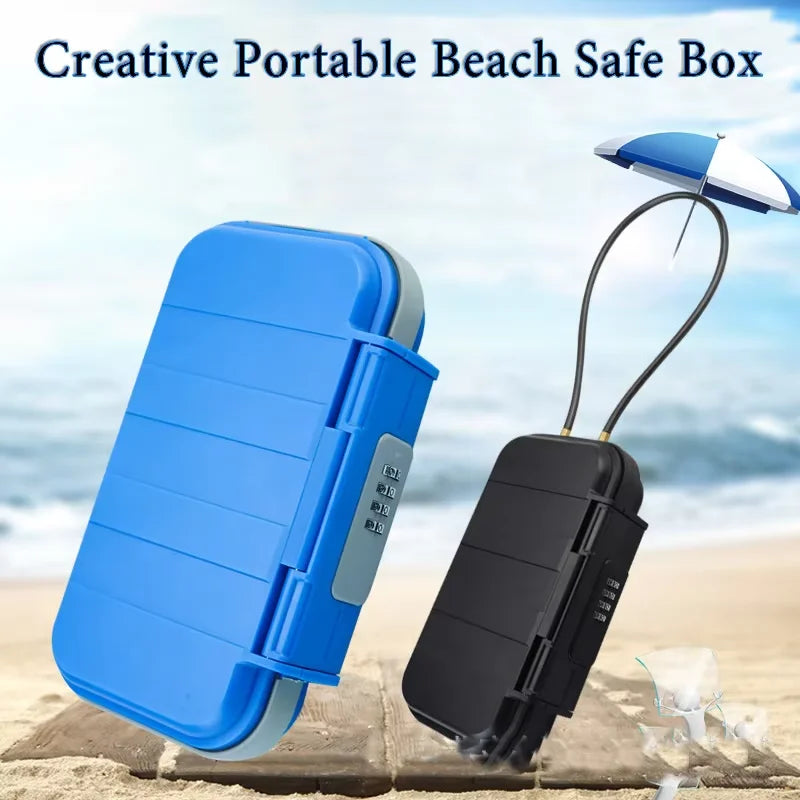 Creative Portable 4-digit Combination Lock Beach Safe Box With Steel Wire Outdoor Camp Sports Cycling Swim Security Storage Box Vue