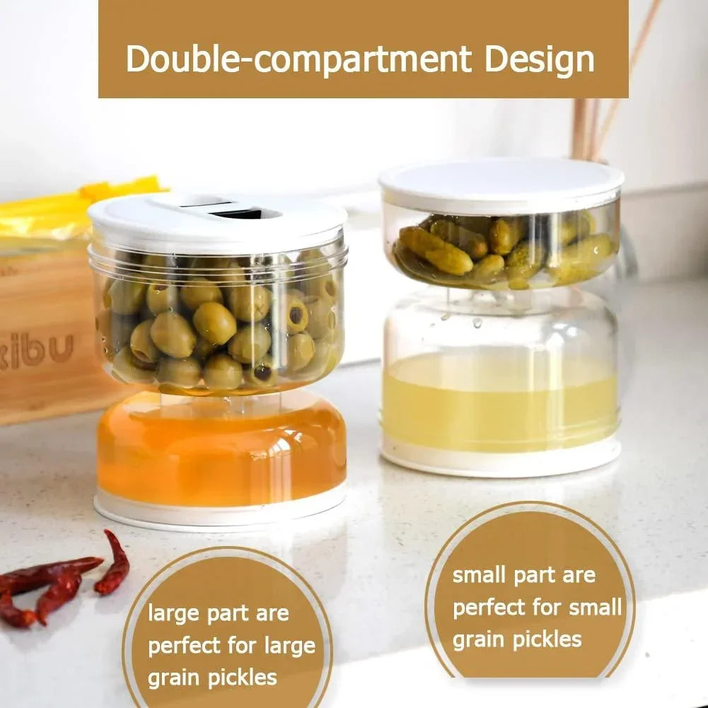 Sealed Jar for Pickle Home Wet and Dry Separation Pickle Jar with Flip Container and Strainer Hourglass Design Olives Container Vue