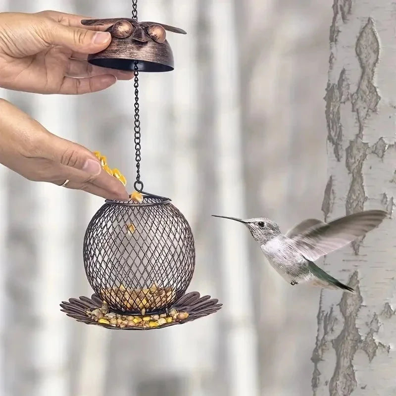 Metal Owl Bird Feeder Automatic Hummingbird Hanging Dispenser Sturdy Outdoor Garden Patio For Bird Lovers Gift For Christmas Vue