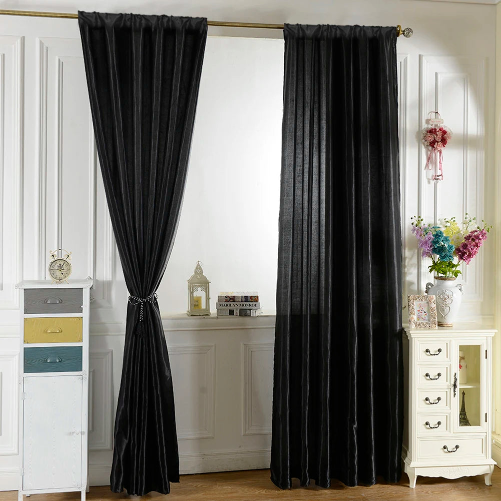 Solid Color Satin Door Window Curtain Room Balcony Half Shading Drape Curtains Vue