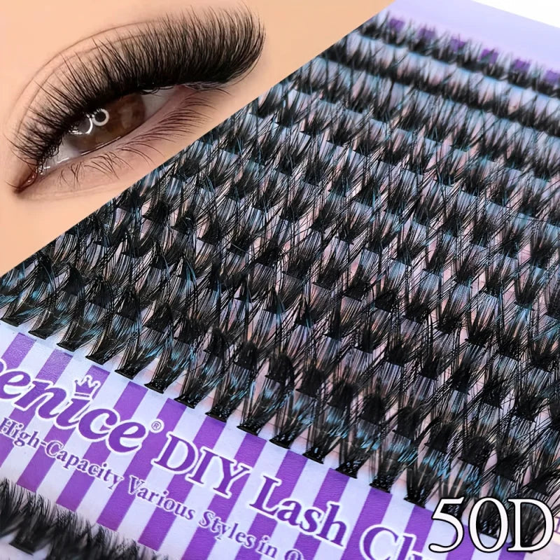 800 Clusters False Eyelashes 9-16mm Mixed Lengths, D Curl, Fluffy & Dense Eyelash Clusters, Reusable Eyelash Extensions Natural Vue