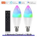 Tuya Wifi Led Bulb E14 220V Smart Life Candle Light with RF 2.4G Remote Group Control Alexa Google SmartThings Dimmable RGB Lamp Vue 2 bulbs 1 remote 220V Wifi RF2.4G 7w