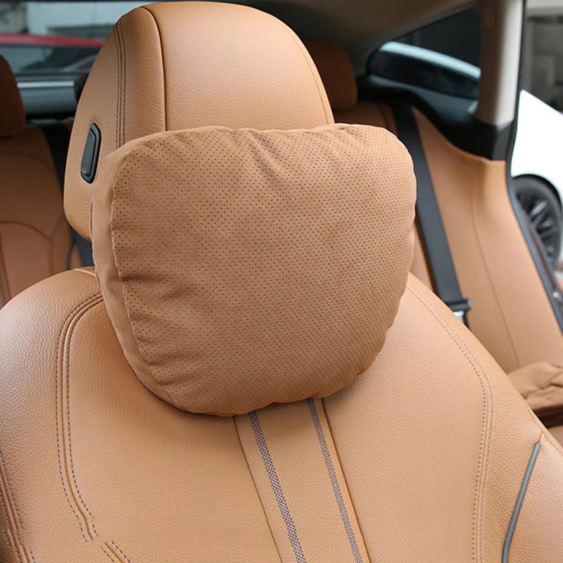 Luxury Breathable Car Neck Pillow For Mercedes Benz S-Class Maybach Soft Headrest Suede Leather Auto Lumbar Pillows Interior Vue