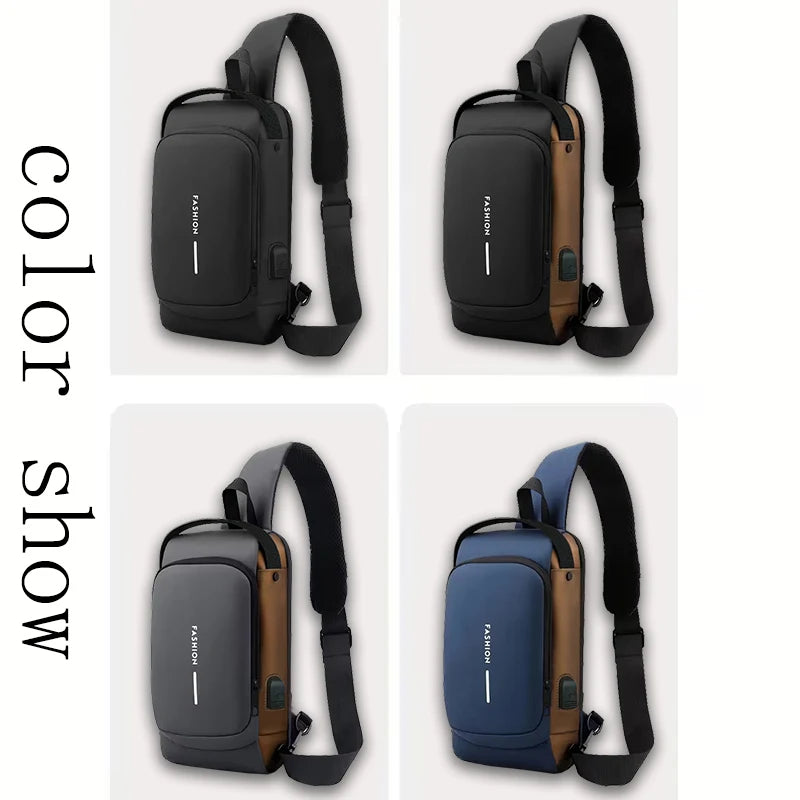 Sleek Contrast Multi-color Sling Bag Multi-pocket Adjustable-strap