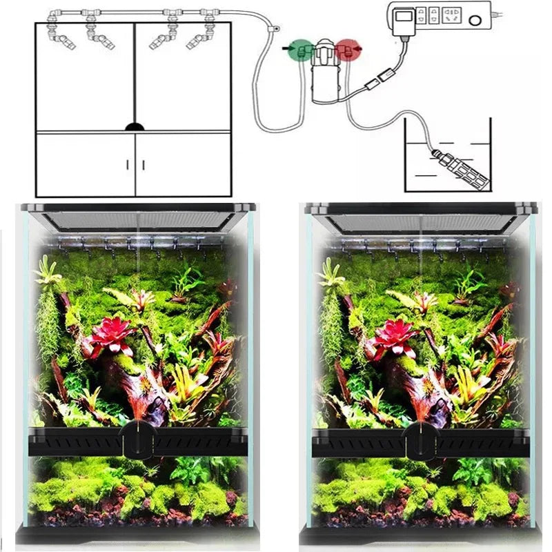 C Series Reptiles Fogger Mist Sprinkler Rainforest Terrariums Humidifier High Pressure Silent Pump Fog Machine Sprayer System Vue
