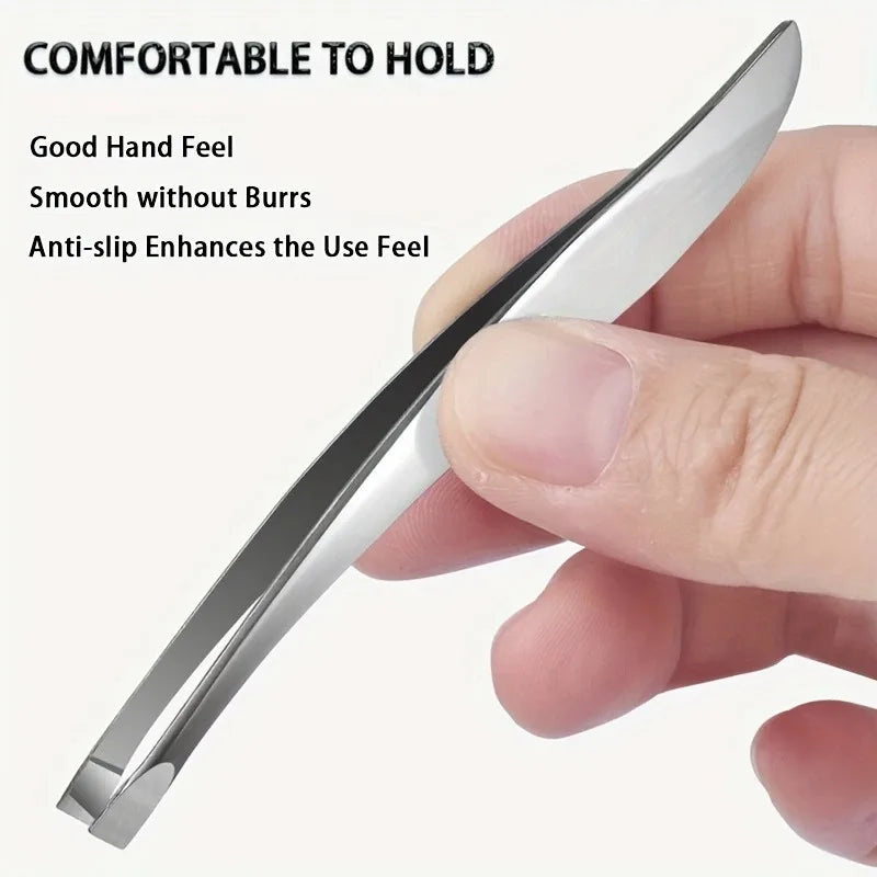 4pcs Japanese Banana Stainless Steel Precision Tweezers Set, Unscented, for Eyebrow, Eyelash, and Barbs Removal Vue