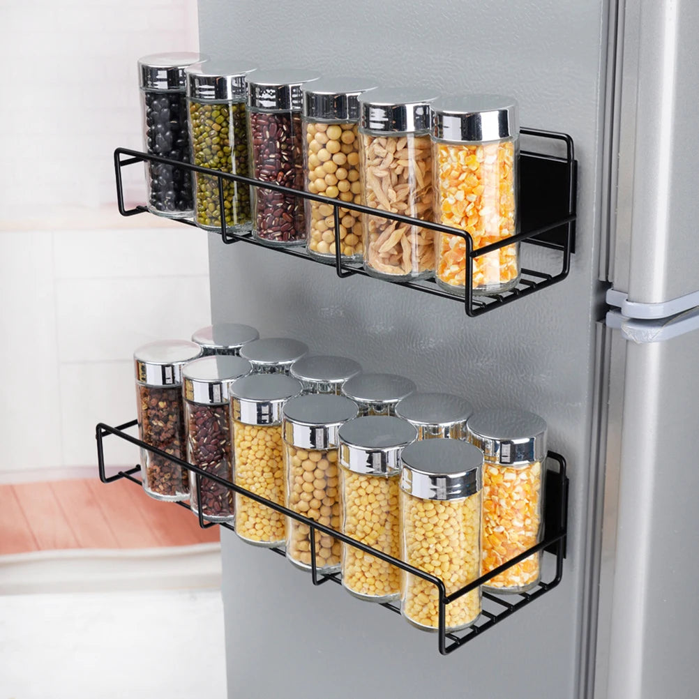 Magnetic Spice Rack For Refrigerator Magnetic Shelf 2PCS Spice Racks Organizer For Cabinet Hanging Spice Rack Wall Mount Kitchen Vue