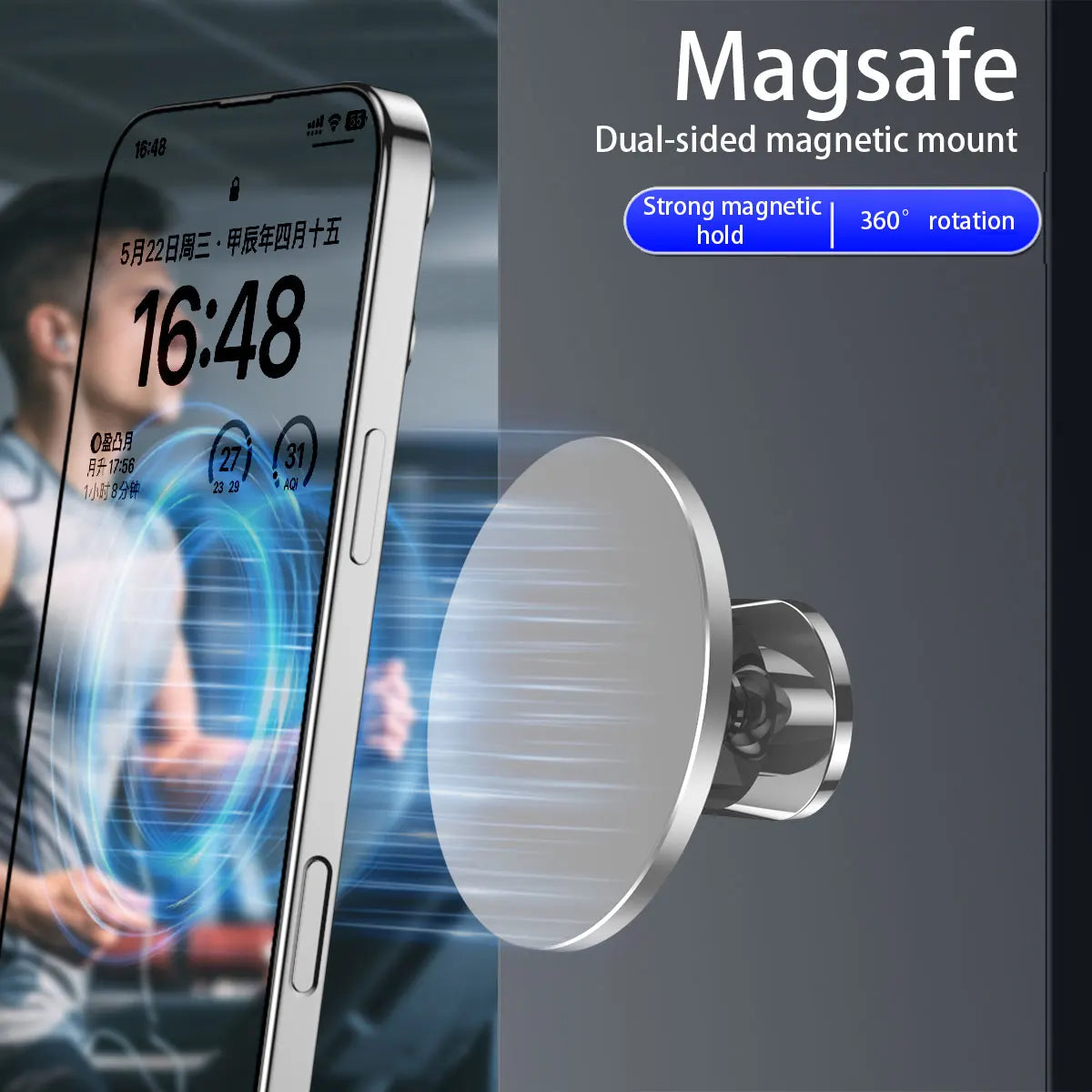 Double sided Magnetic Phone 360 Holder Stand Mobile Cell For Phone Vue Silver
