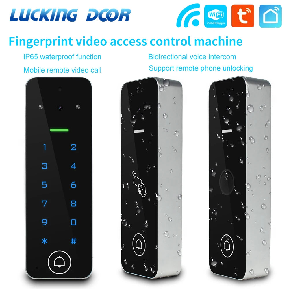 Tuya Smart Life WiFi Video Intercom RFID Access control System Fingerprint Keypad Visual Doorbell for Villa Outdoor Metal Case Vue